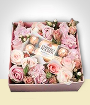 Caixa Encantadora de Rosas e Chocolates