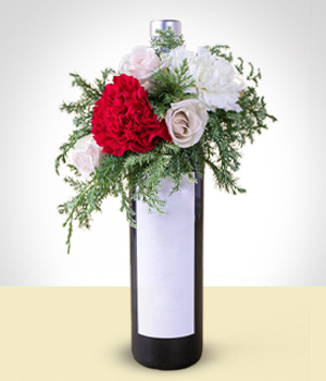 Presentes para Homens - Vinho adornado com flores